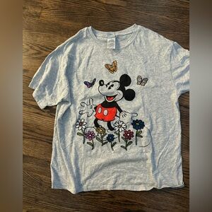 Disney Mickey Mouse Gray T-Shirt with Colorful Accents